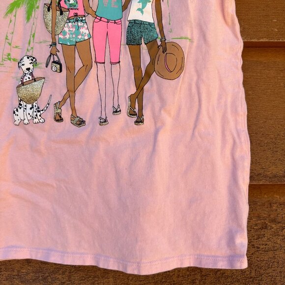 Childrens Place Girls Pink Graphic Tee Size XL 14 With Tropical Palm & Friends D - Picture 8 of 12